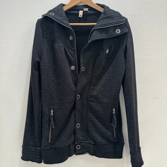 Women's Ezekiel Jacket. Large - Black/White.  Zip/Button. - Picture 6 of 6